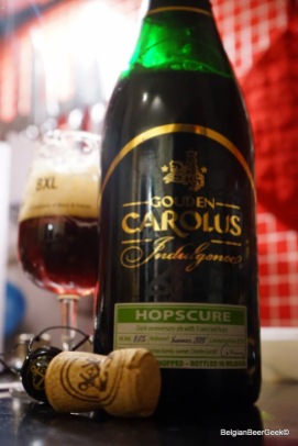 Dark anniversary ale, dry hopped with Belgian Cascade